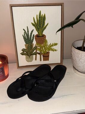 Teva Black Strappy Slide Sandals